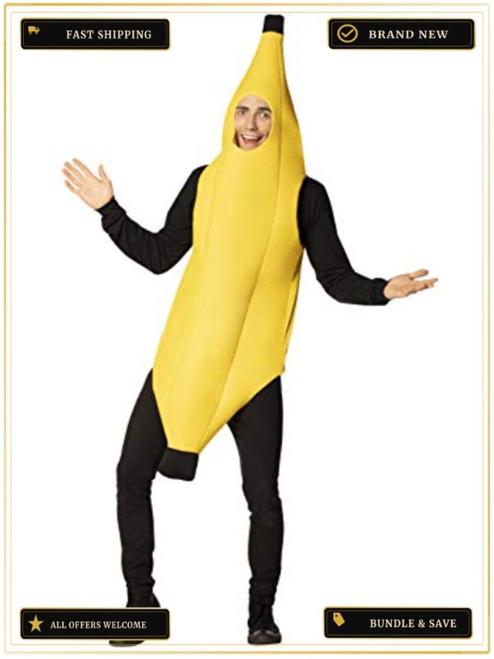 Ultimate Banana Costume One Size Fits Most Adults Polyfoam Tunic Halloween